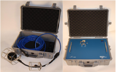 Simulated target system for testing sonars at sea